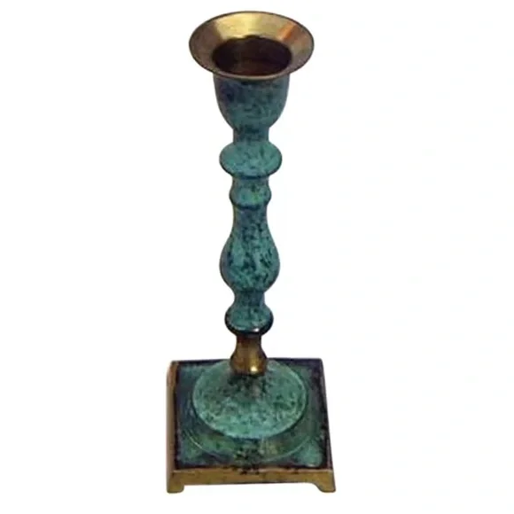 Astoria Grand Small Patina Brass Candlestick - Picture 1 of 5